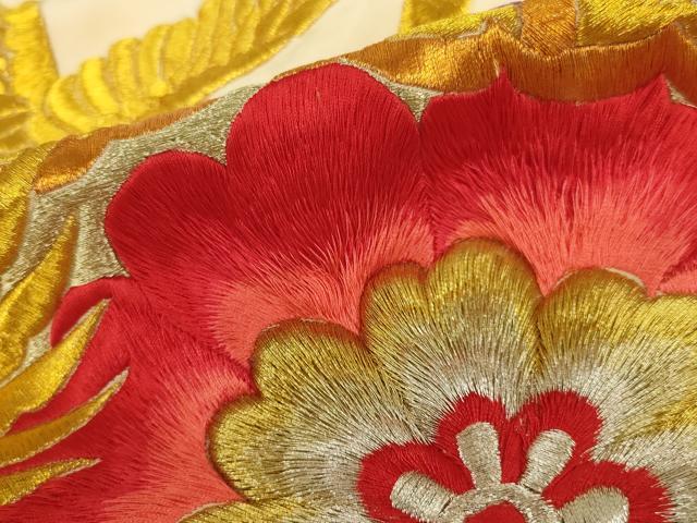 平和屋本店●色打掛 和装 結婚式 婚礼 神社挙式 花嫁 総刺繍 扇面飛鶴花文 十二単風 金銀糸 逸品 AABJ1209ou