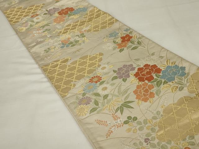 平和屋着物◎六通柄袋帯 唐織 花籬文 金糸 正絹 逸品 AABJ1226ou