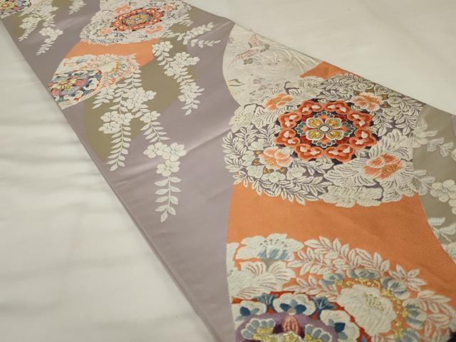 平和屋着物◎西陣 とみや織物謹製 とみや帯 六通柄袋帯 唐織 鳳凰花文 銀糸 正絹 逸品 AABJ1230ou