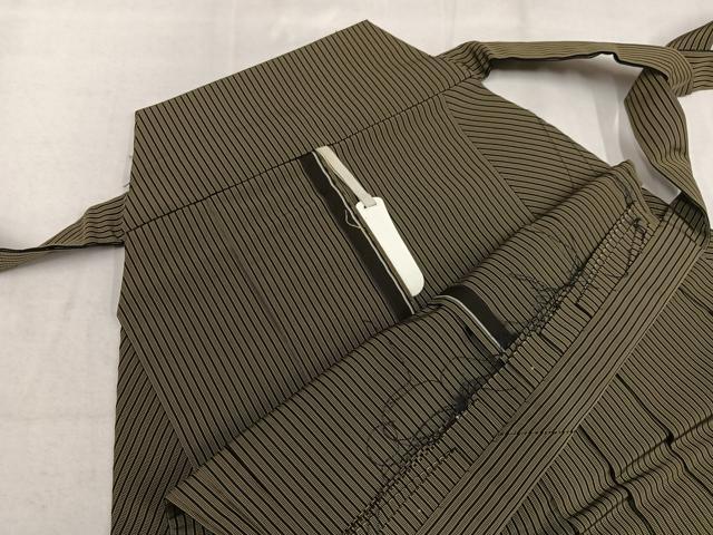 平和屋着物●男性 本場神代平 行灯袴 縞 反端付き 正絹 逸品 未使用 AABJ1247ph