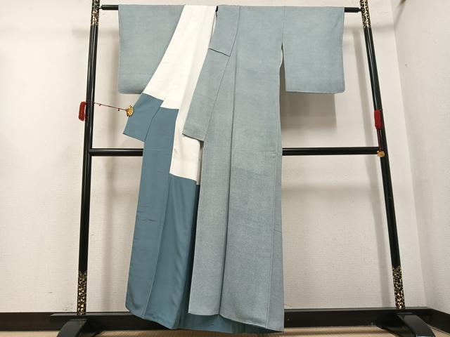 平和屋着物●江戸小紋 作家物 清水峯州 極鮫 浜ちりめん 反端付き 正絹 逸品 未使用 AABJ1253ph