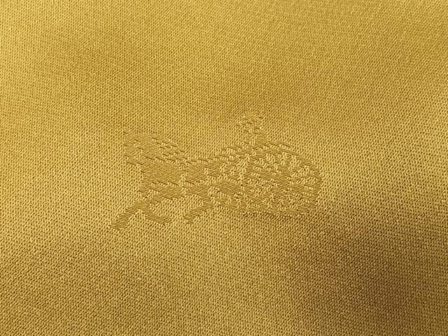 平和屋着物●ファッションブランド CELINE セリーヌ 色無地 花唐草地紋 桑染色 正絹 逸品 AABJ1254ph