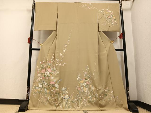 平和屋着物●訪問着 友禅 草花文 金彩 正絹 逸品 AABJ1263ph
