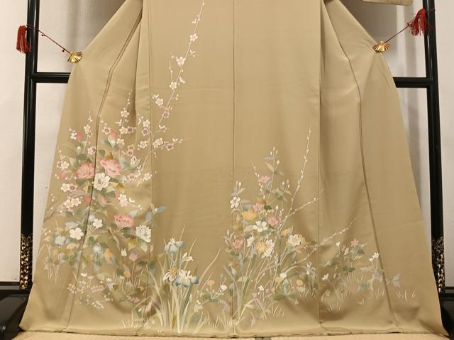 平和屋着物●訪問着 友禅 草花文 金彩 正絹 逸品 AABJ1263ph