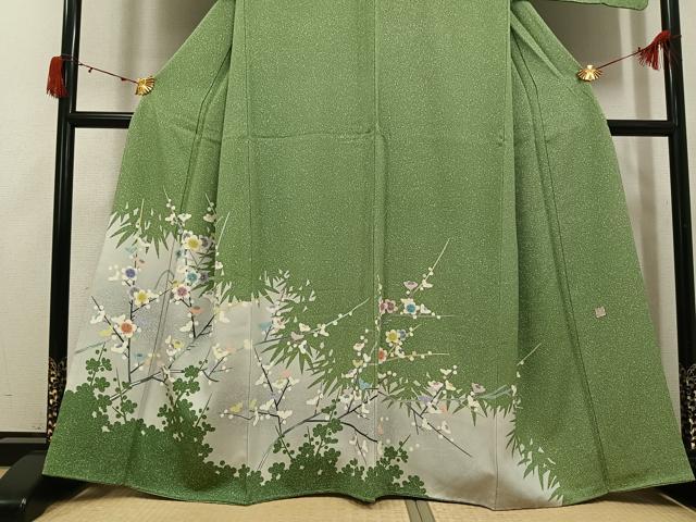 平和屋着物●人間国宝・羽田登喜男 訪問着 枝梅文 正絹 逸品 AABJ1264ph