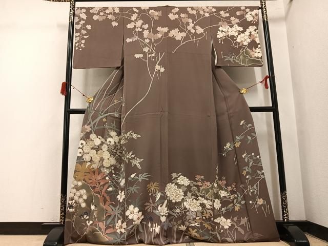 平和屋着物●訪問着 刺繍 草花文 金彩 正絹 逸品 AABJ1265ph