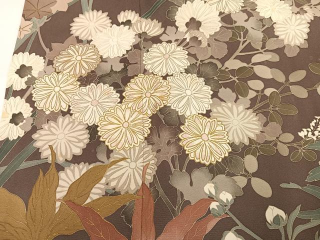 平和屋着物●訪問着 刺繍 草花文 金彩 正絹 逸品 AABJ1265ph