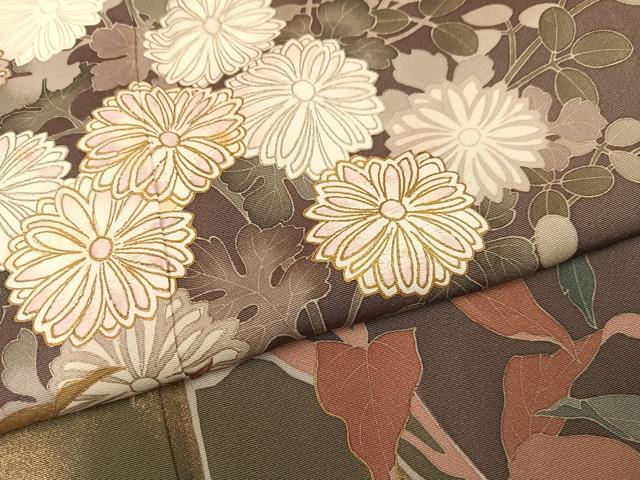 平和屋着物●訪問着 刺繍 草花文 金彩 正絹 逸品 AABJ1265ph