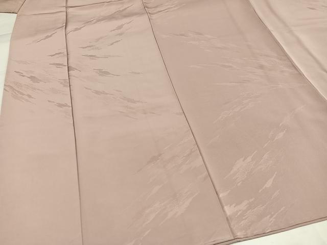 平和屋着物●上質な色無地 霞地紋 白茶色 正絹 逸品 AABJ1267ph
