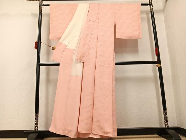 平和屋着物●上質な色無地 人物地紋 一斤染色 正絹 逸品 AABJ1271ph