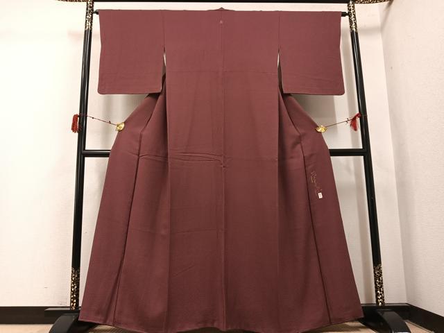 平和屋着物●上質な色無地 作家物 草木染 栗皮茶色 松坂屋扱い 正絹 逸品 AABJ1273ph