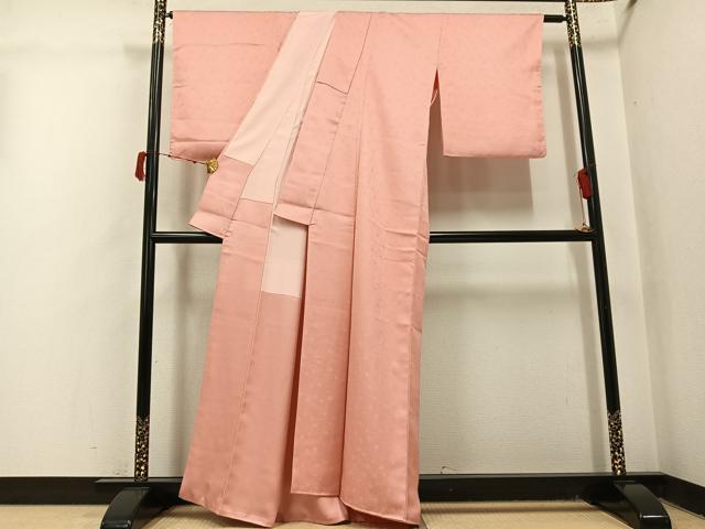平和屋着物●上質な色無地 花唐草地紋 宍色 正絹 逸品 AABJ1285ph