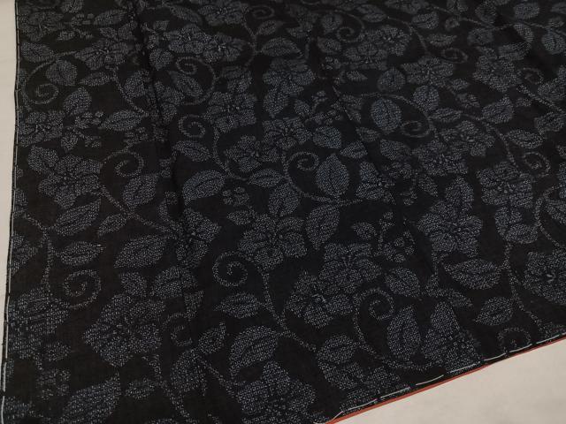 平和屋着物●本場結城紬 重要無形文化財 100亀甲 花唐草文 正絹 逸品 未使用 AABJ1289ph