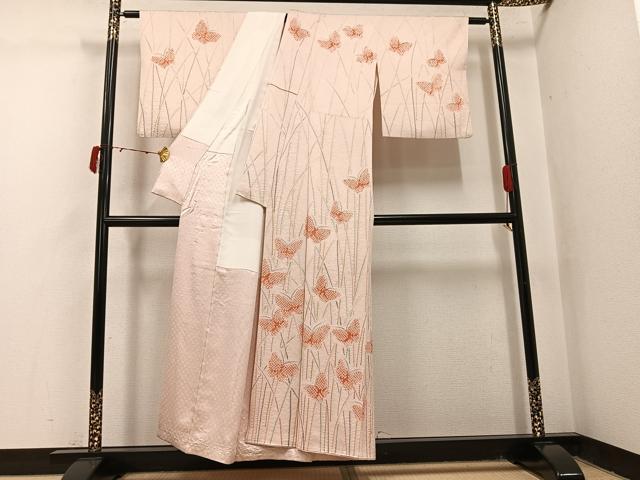 平和屋着物●訪問着 絞り 舞蝶文 正絹 逸品 AABJ1290ph