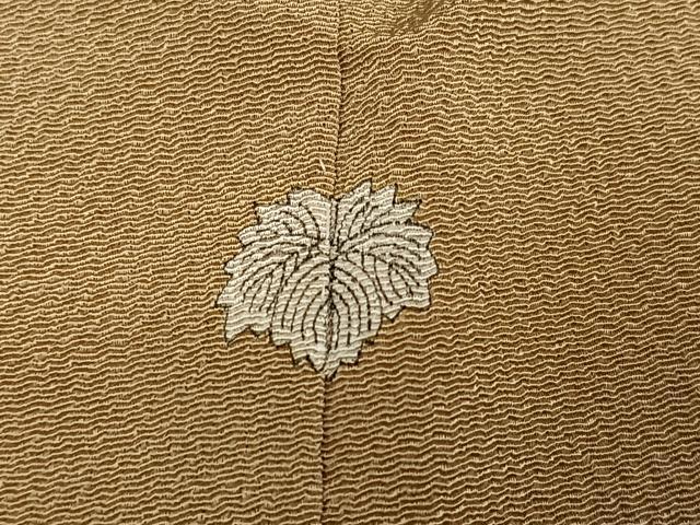 平和屋着物●上質な色無地 榛色 鬼しぼ縮緬 正絹 逸品 AABJ1291ph