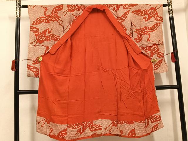 平和屋着物●アンティーク 大正ロマン 長襦袢 袷 群鶴 正絹 逸品 AABJ1298ph