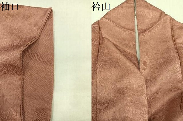 平和屋着物●上質な色無地 風景草花地紋 ときがら茶色 やまと誂製 正絹 逸品 AABJ1299ph