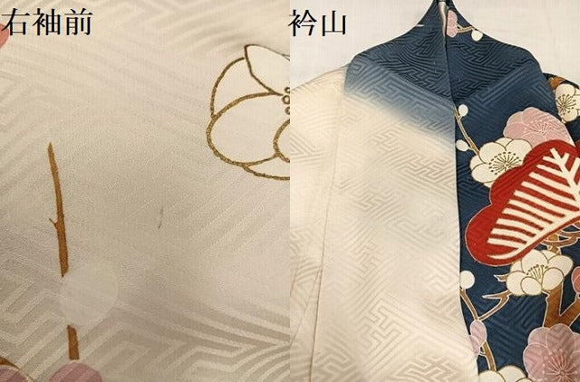 平和屋着物●豪華振袖 駒刺繍 梅松文 金彩 正絹 逸品 AABJ1303ph