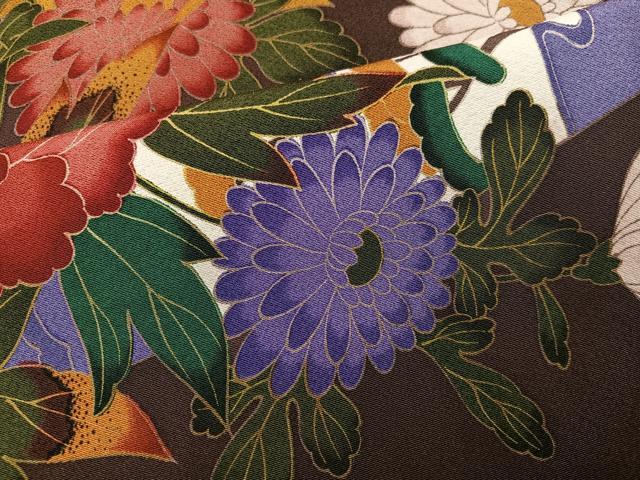 平和屋着物●豪華振袖 友禅 草花文 正絹 逸品 AABJ1304ph