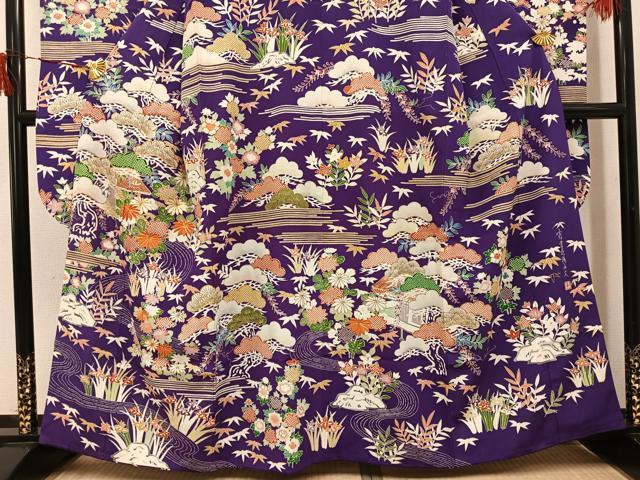 平和屋着物●豪華振袖 作家物 駒刺繍 流水風景草花文 金彩 小田急百貨店扱い 正絹 逸品 AABJ1306ph