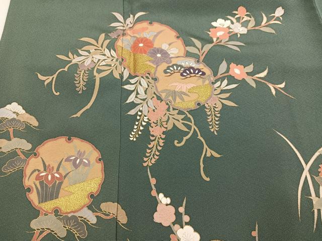 平和屋着物●訪問着 雪輪草花文 金彩 正絹 逸品 AABJ1310ph