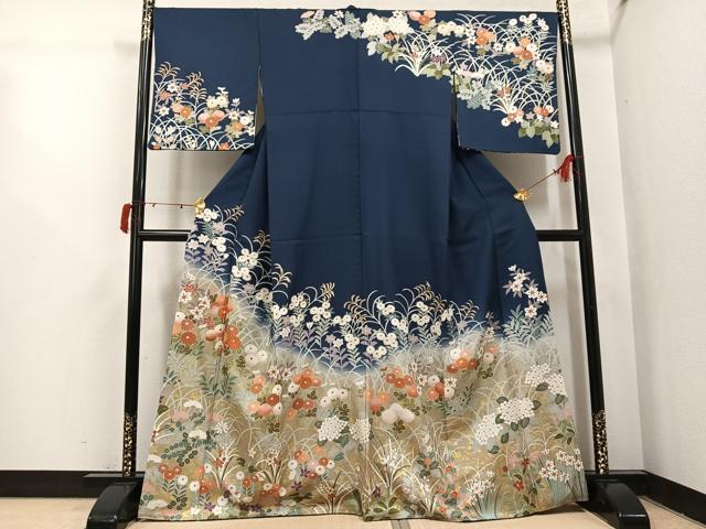 平和屋着物●訪問着 駒刺繍 草花文 暈し染め 金彩 正絹 逸品 AABJ1312ph