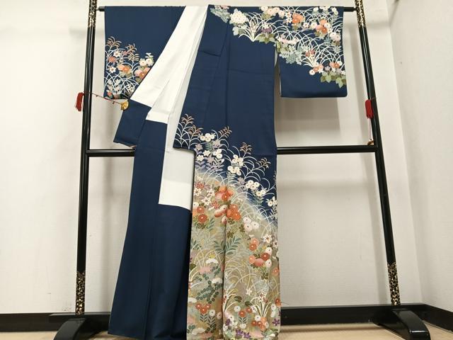 平和屋着物●訪問着 駒刺繍 草花文 暈し染め 金彩 正絹 逸品 AABJ1312ph