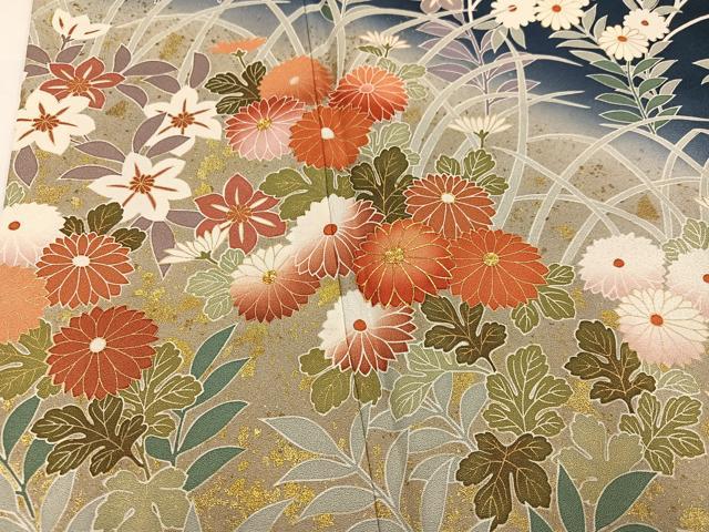 平和屋着物●訪問着 駒刺繍 草花文 暈し染め 金彩 正絹 逸品 AABJ1312ph
