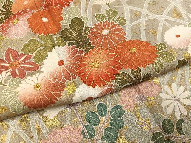 平和屋着物●訪問着 駒刺繍 草花文 暈し染め 金彩 正絹 逸品 AABJ1312ph
