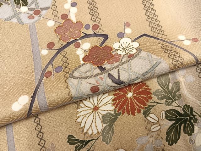 平和屋着物●訪問着 駒刺繍 花籠文 暈し染め 金彩 鈴乃屋扱い 正絹 逸品 未使用 AABJ1313ph