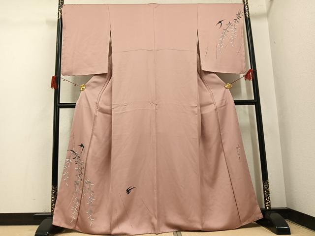 平和屋着物●二代目清次郎 手描き 訪問着 燕 正絹 逸品 AABJ1321ph