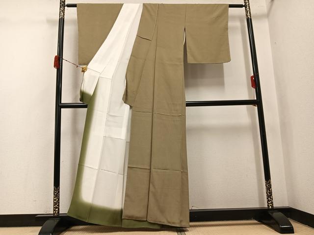 平和屋着物●江戸小紋 万筋 海松色×榛色 正絹 逸品 未使用 AABJ1322ph