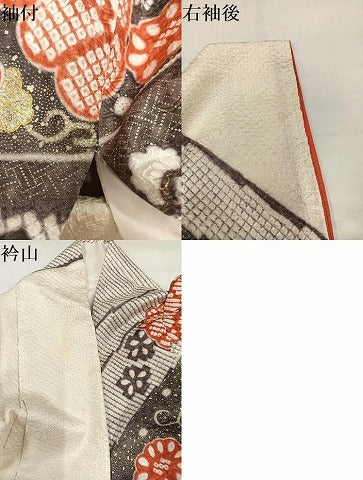 平和屋着物●豪華振袖 絞り 舞花文 金彩 正絹 逸品 AABJ1324ph