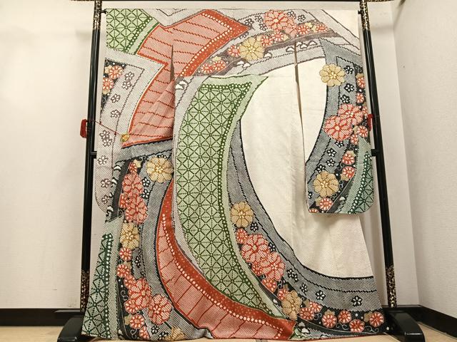 平和屋着物●豪華振袖 絞り 舞花文 金彩 正絹 逸品 AABJ1324ph
