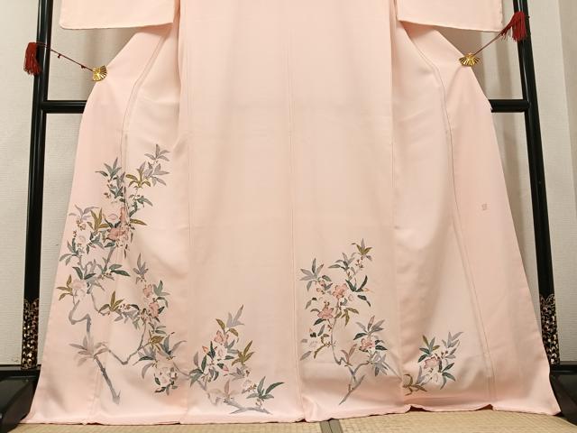 平和屋着物●訪問着 友禅 作家物 枝花文 ロング丈 正絹 逸品 未使用 AABJ1326ph