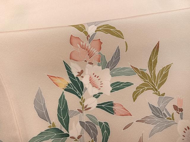 平和屋着物●訪問着 友禅 作家物 枝花文 ロング丈 正絹 逸品 未使用 AABJ1326ph