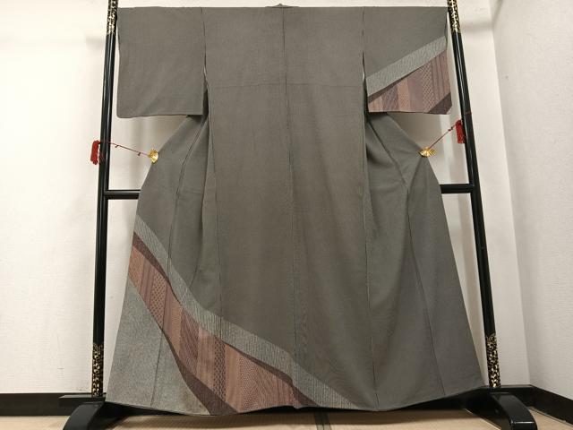 平和屋着物●訪問着 幾何学文様 黒地 正絹 逸品 AABJ1334ph