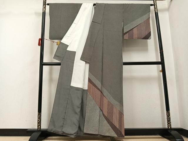 平和屋着物●訪問着 幾何学文様 黒地 正絹 逸品 AABJ1334ph