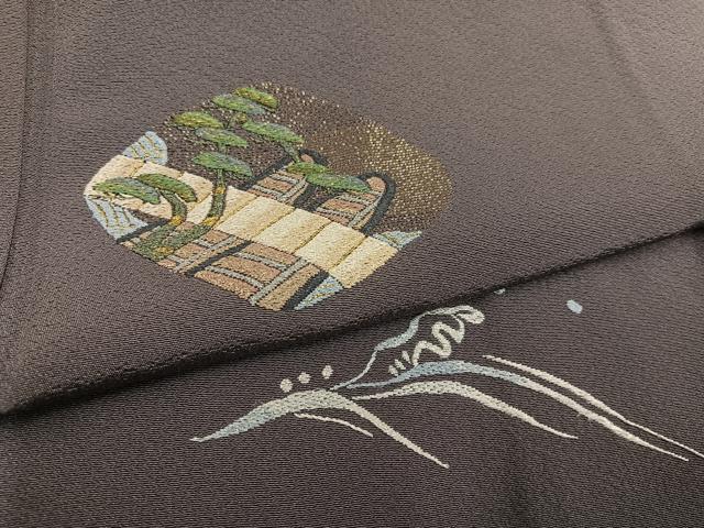 平和屋着物●訪問着 総刺繍 浜松花舟文 金糸 正絹 逸品 AABJ1340ph