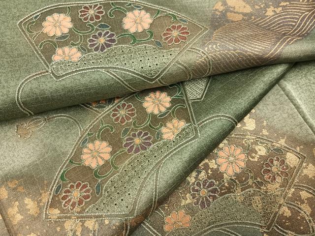 平和屋着物●訪問着 中国三大刺繍 汕頭刺繍 スワトウ刺繍 道長地紙花文 暈し染め 金彩 正絹 逸品 未使用 AABJ1341ph
