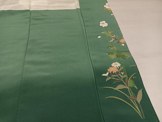 平和屋着物●十日町友禅作家 岡村蒼風 訪問着 枝花文 暈し染め 正絹 逸品 AABJ1344ph