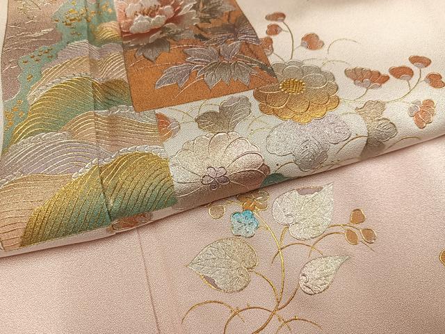 平和屋着物●金彩友禅 卓越技能者・名工・和田光正 色留袖 草花文 暈し染め 金銀彩 正絹 逸品 AABJ1345ph