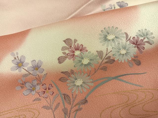 平和屋着物●訪問着 草花文 暈し染め 金彩 正絹 逸品 未使用 AABJ1356ph