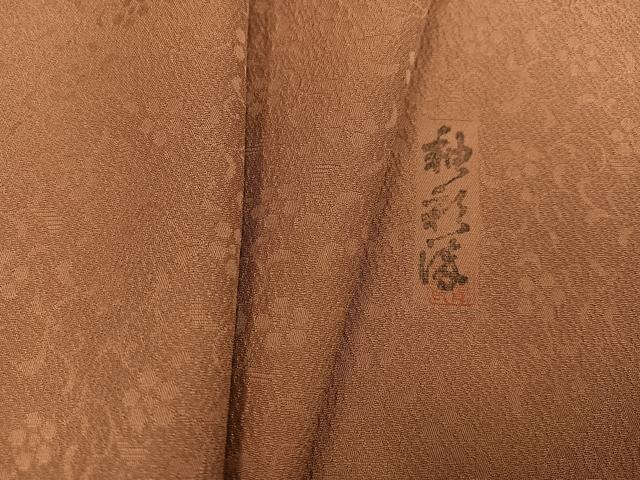 平和屋着物●上質な色無地 花唐草地紋 遠州茶色 松坂屋扱い 正絹 逸品 未使用 AABJ1362ph
