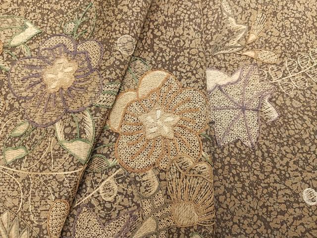 平和屋着物●訪問着 本場大島紬 染大島 中国三大刺繍 汕頭刺繍 スワトウ刺繍 辻が花 正絹 逸品 AABJ1366ph