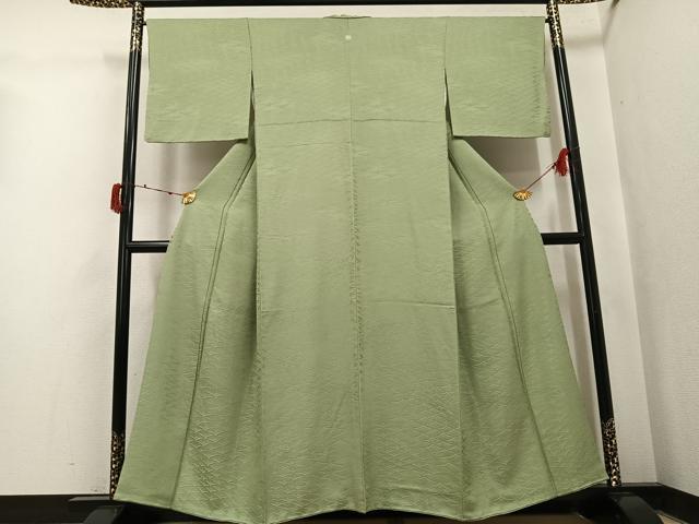 平和屋着物●上質な色無地 草花地紋 柳茶色 正絹 逸品 AABJ1367ph