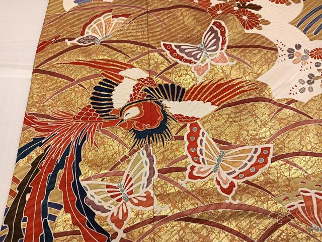平和屋着物●豪華振袖 駒刺繍 雲重ね鳳凰花蝶文 金彩 そごう百貨店扱い 正絹 逸品 AABJ1378ph