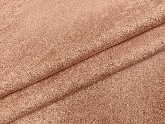 平和屋着物●上質な色無地 笹竹地紋 ときがら茶色 正絹 逸品 AABJ1382ph