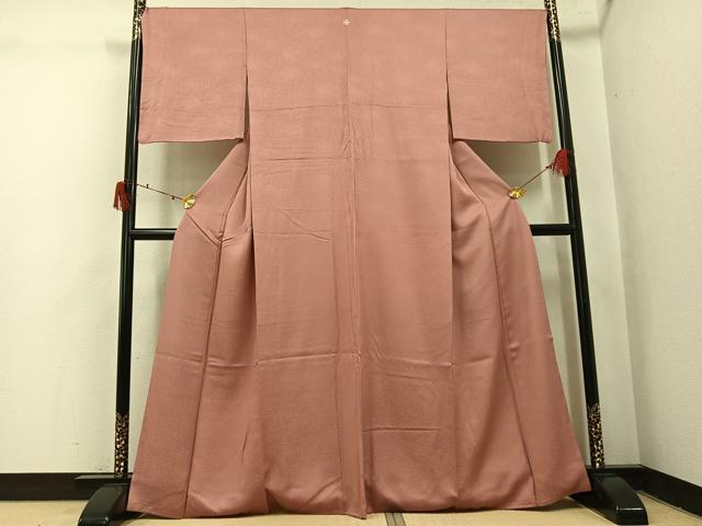 平和屋着物●上質な色無地 霞地紋 宍色 正絹 逸品 AABJ1384ph