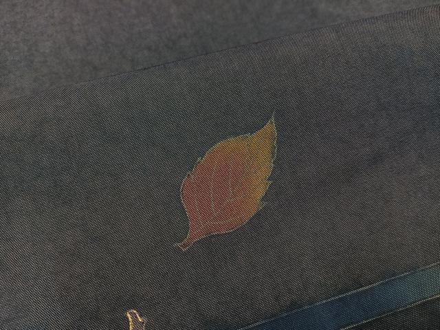 平和屋着物●訪問着 本場大島紬 染大島 舞葉文 暈し染め 金彩 正絹 逸品 AABJ1389ph